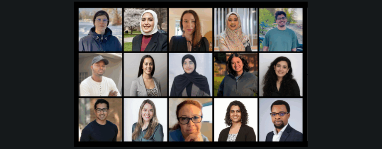 A compositie of 15 headshots of recipients of the 2025-26 Connaught PhDs for Public Impact Fellowship.
